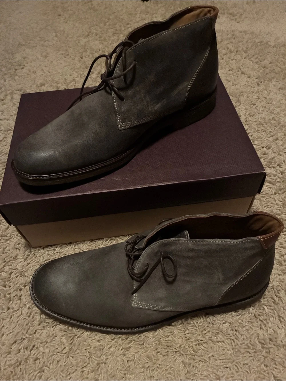 Johnston & Murphy Men's Copeland Gray WR Oiled Suede Chukka Boots- Size 13